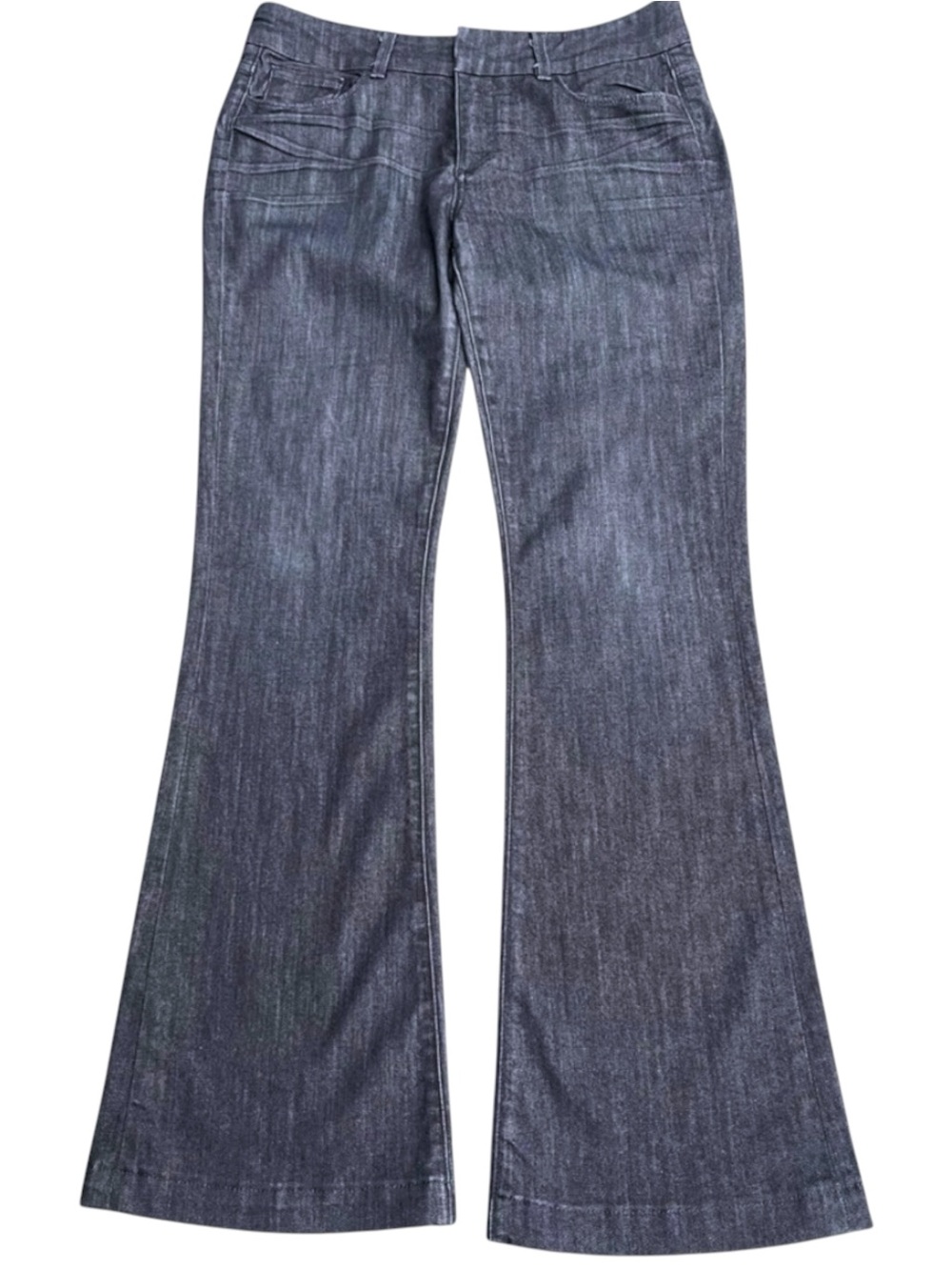 PAIGE Dark Indigo Mid-Rise Whiskered Bootcut Flare Jeans (30x32)